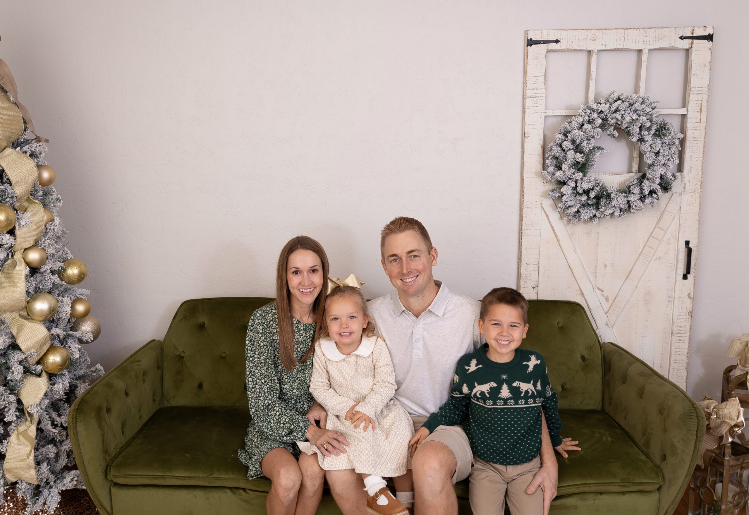 Williams family Christmas portrait during Santa Mini Session in College Station, TX